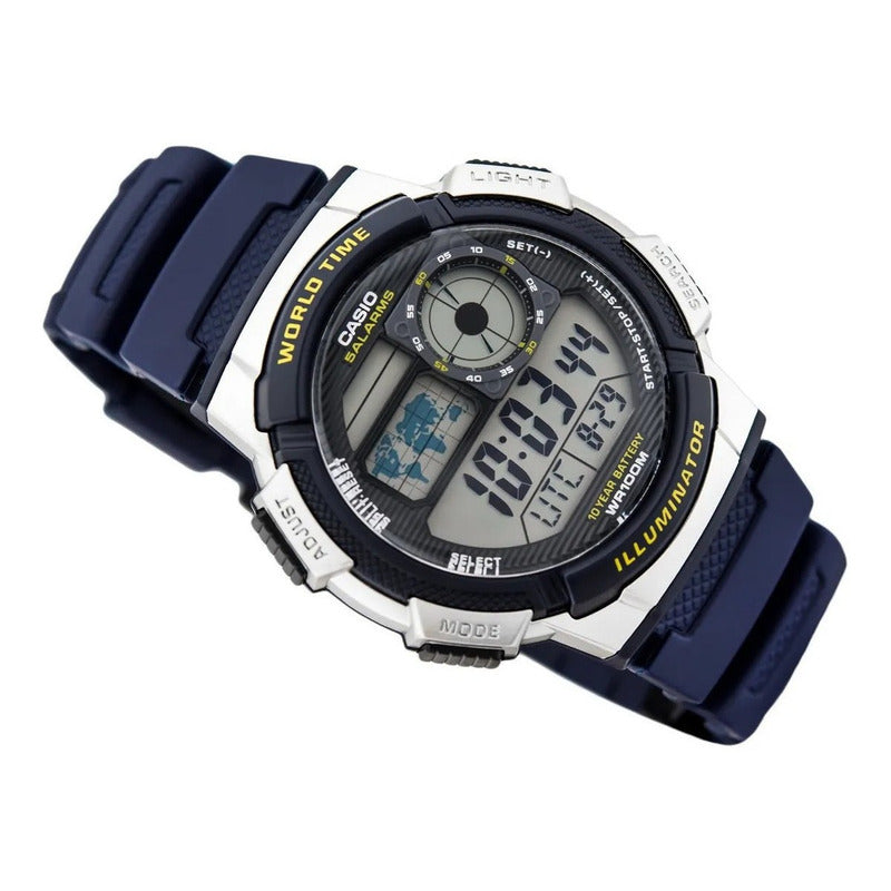 Reloj De Pulsera Casio Youth Series Ae-1000w-2a Relojesymas Azul Negro