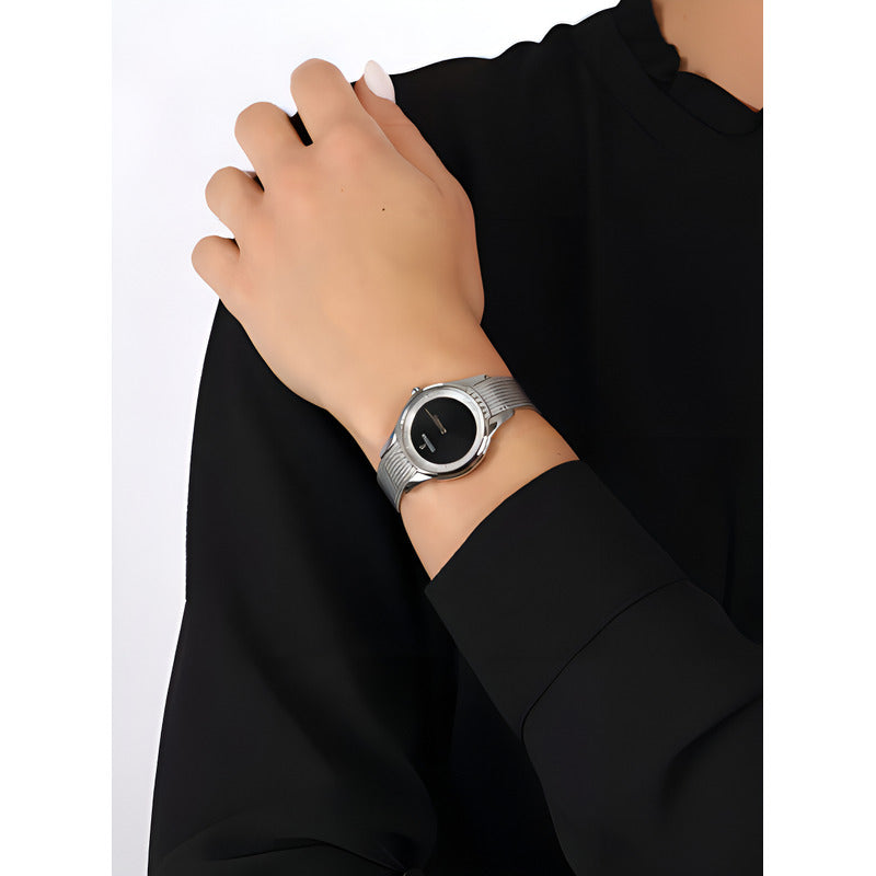 Reloj Festina Para Mujer De Acero Inoxidable Con Piedras Y Malla Tejida Plateado Negro