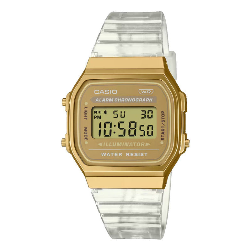 Reloj Casio Vintage Caa168xesg9avt Dorado Digital Transparente Dorado