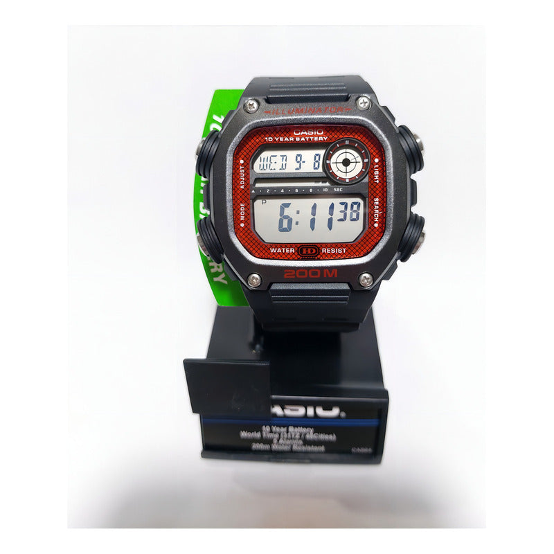 Reloj Pulsera Digital Casio Dw-291 Con Correa De Resina Color Negro - Fondo Gris