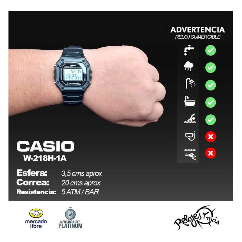 Reloj Casio Digital W-218h Colores Surtidos/relojesymas