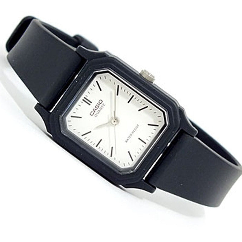 Reloj Casio Dama Lq-142-7e Resina Original Negro Blanco