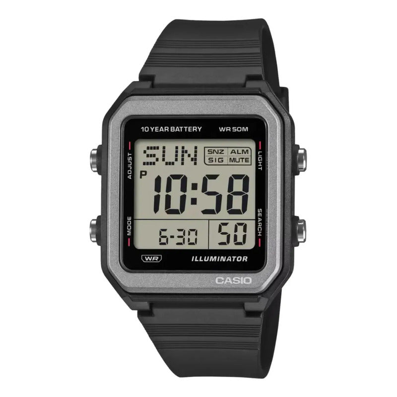 Reloj Digital Casio Con Correa De Caucho W-221h-1avdf Negro Plateado
