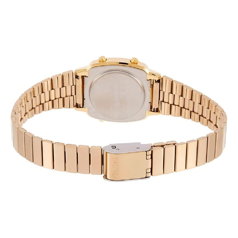 Reloj Casio La_670wga_9 Cuarzo Mujer Color De La Correa Dorado Color Del Fondo Dorado