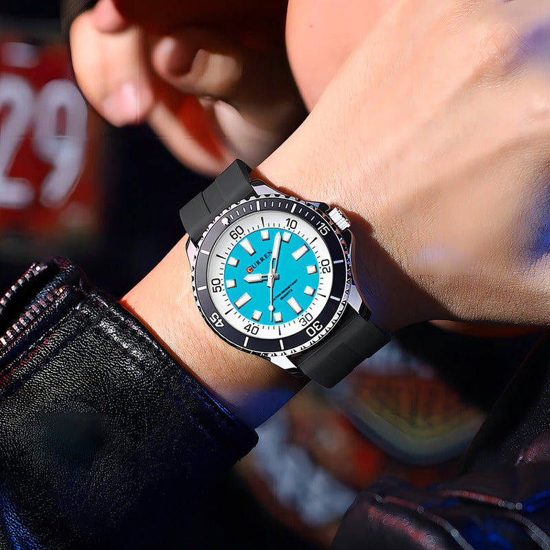 Relojes De Cuarzo Curren Casuales Impermeables 8448-4 Negro/azul