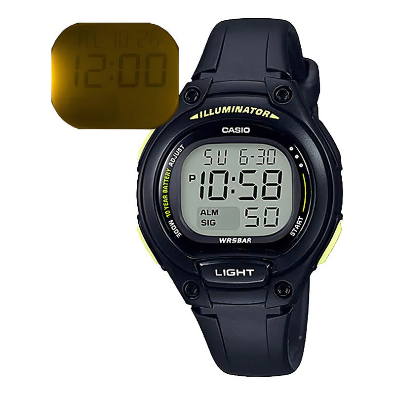 Reloj Casio Digital Para Mujer Con Correa Y Bisel Negros Negro