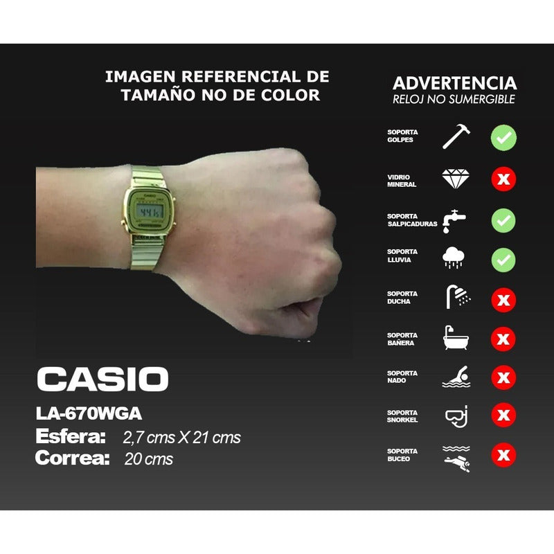 Reloj Casio La-670wga-1 Vintage Original Dorado Negro Amarillo
