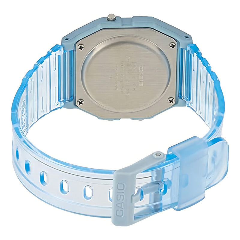 Reloj Casio Collection F-91ws-2 Color Celeste Transparente/celeste Gris