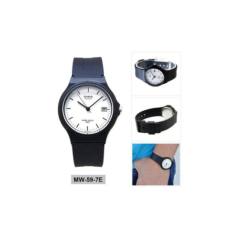 Reloj Casio Mw-59-7e Hombre Original Negro Blanco