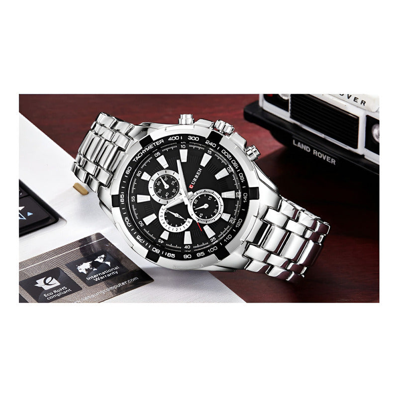 Reloj Curren 8023slbk Plateado Hombre Relojesymas