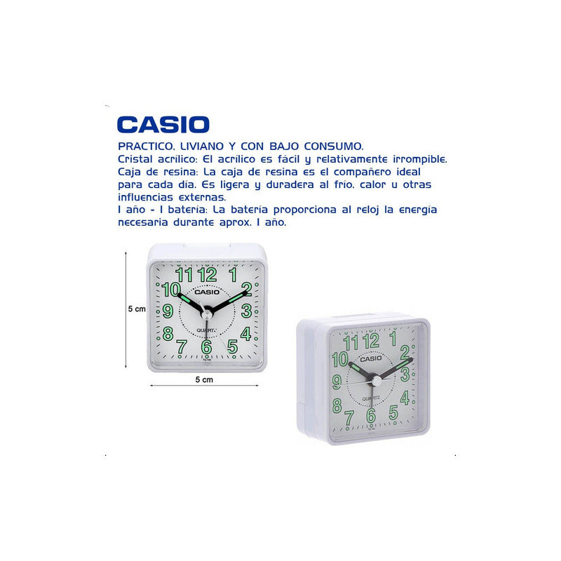 Reloj Despertador Casio Tq-140-7d Colores Surtidos/inversionesmyn Color Blanco