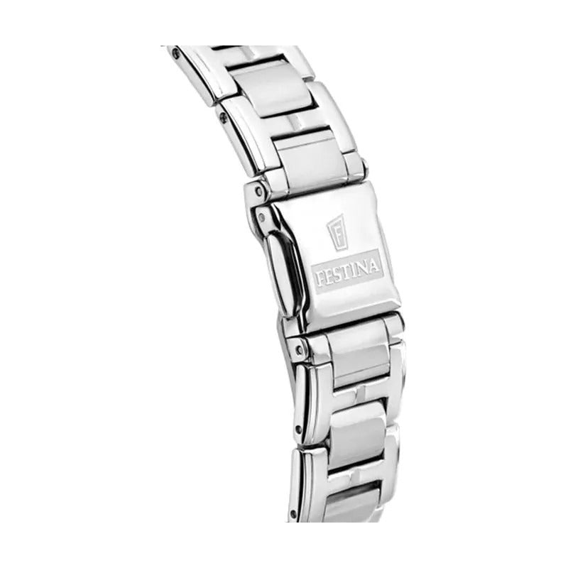 Reloj Festina Mujer Acero Rose Crono Piedras Fecha F20401.3 Plateado Nácar