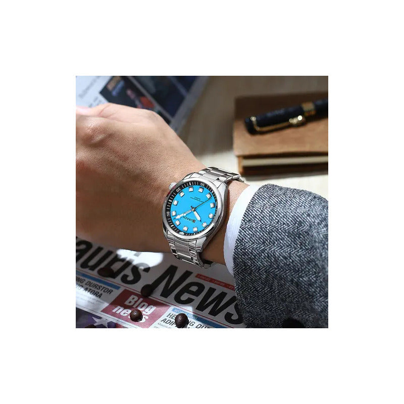Reloj De Cuarzo Luminoso A Prueba De Agua Curren De Lujo Color Del Fondo Silver Blue