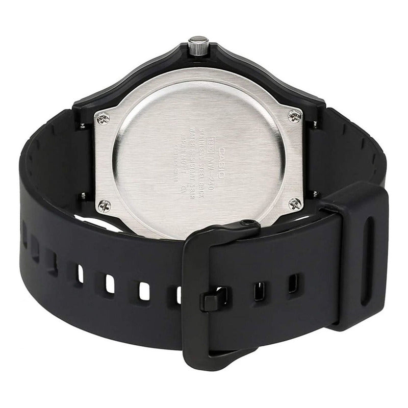 Reloj Pulsera Casio Mw-240-7ev Con Correa De Resina Color Negro - Fondo Blanco