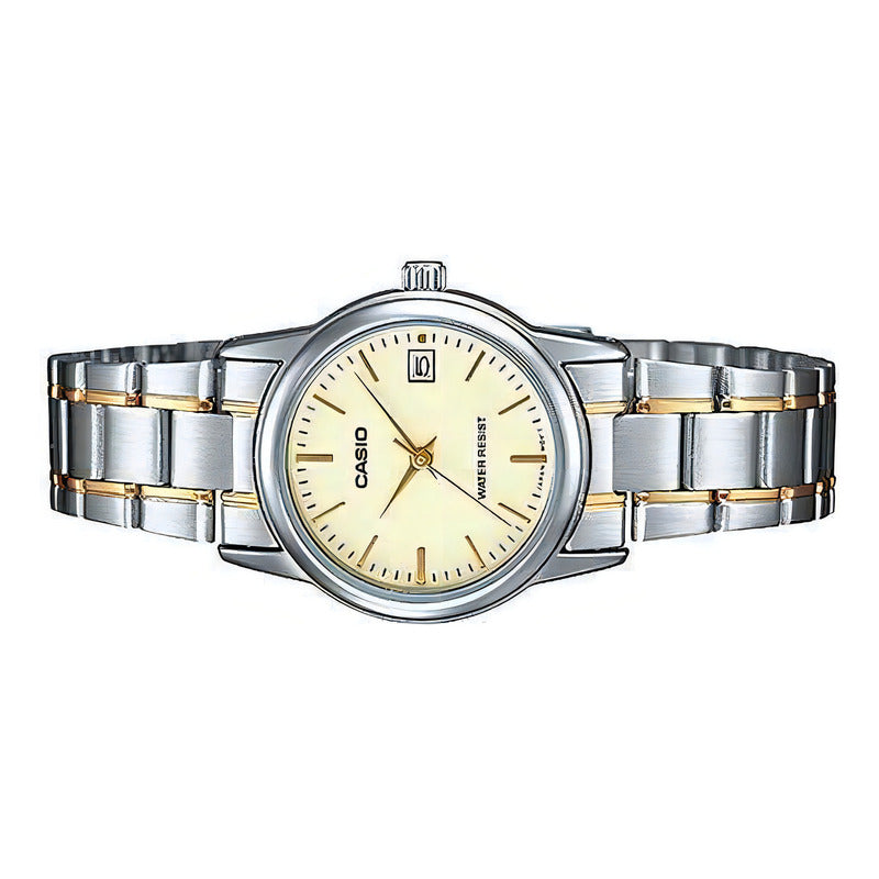 Reloj Casio Mujer Ltp-v002sg-9audf Plateado Dorado