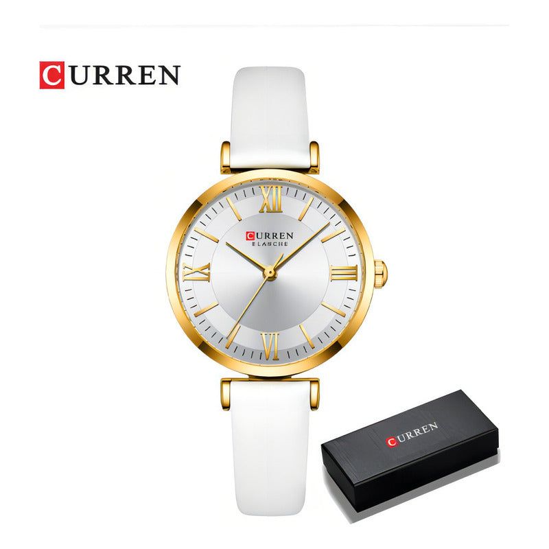 Relojes De Pulsera Curren De Piel De Cuarzo Para Mujer Blanco