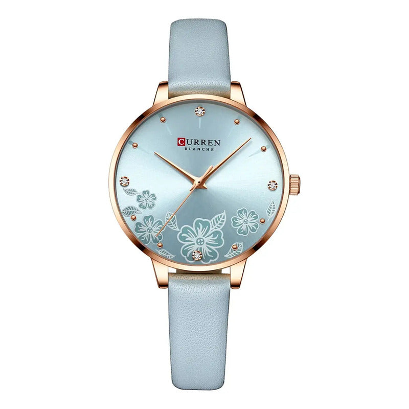Reloj Para Mujer Curren Ladies Kred18202121 Celeste Oro Rosa Dorado