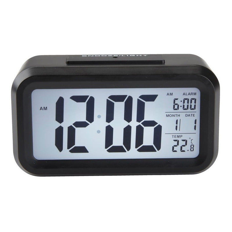 Reloj Despertador Pantalla Led Fecha Temperatura Alarma Negro