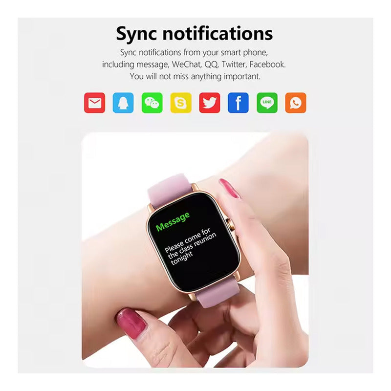 Smartwatch Genérica Y13 Rosado Resina Malla Rosado Original Rosa Claro Fucsia