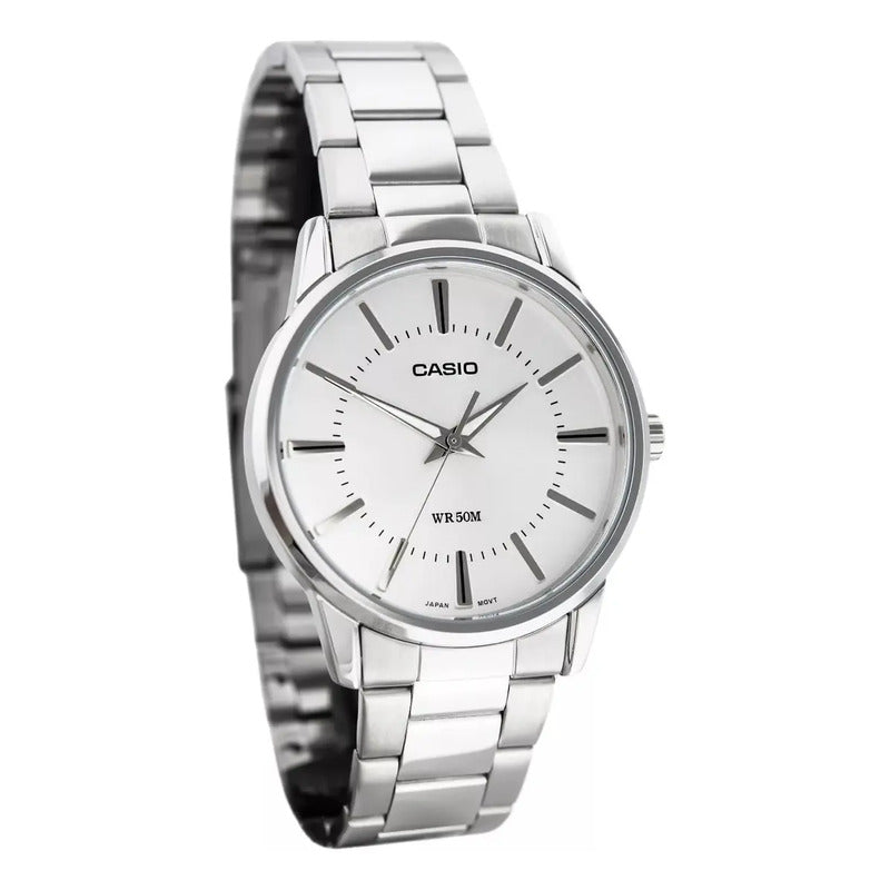 Reloj Casio Mtp1303d-7av De Cuarzo Para Hombre Con Correa De Acero Plateado Blanco