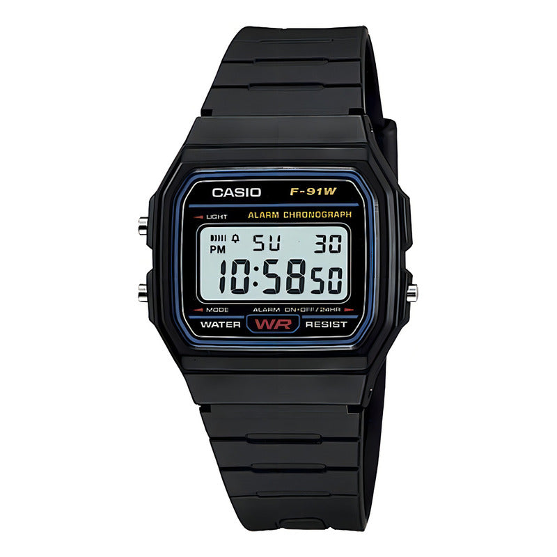 Reloj De Pulsera Casio Collection F-91 De Cuerpo Color Negro Gris