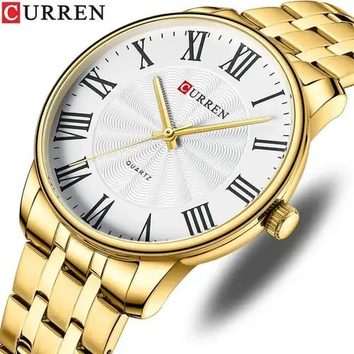 Reloj Curren 8422 De Acero Impermeable Para Hombre Dorado