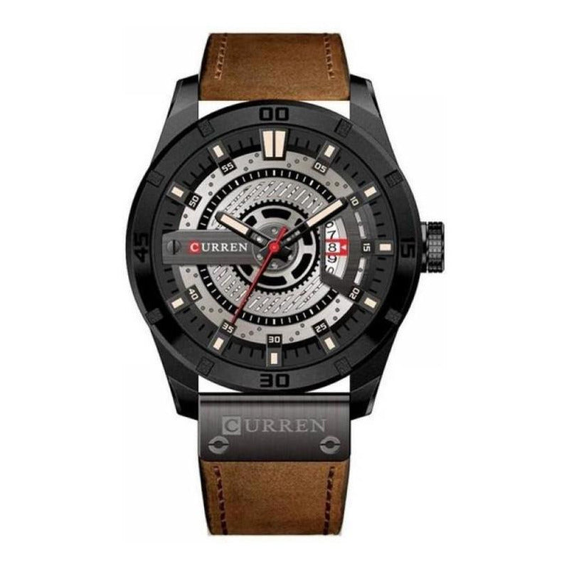 Reloj Analógico Curren Cronógrafo Para Hombre Con Correa De Cuero Marrón Negro