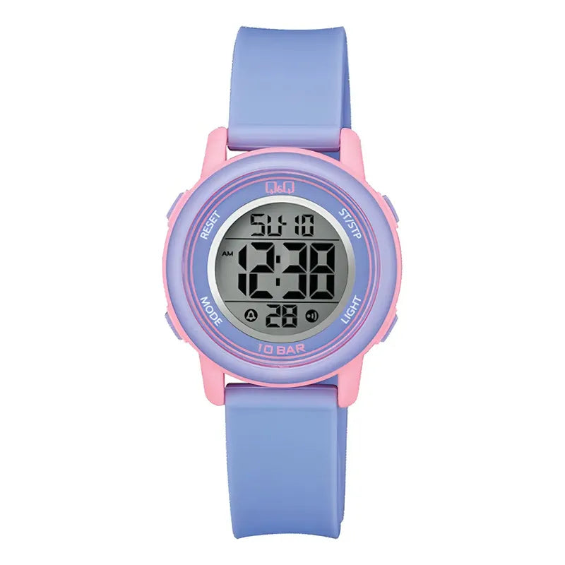 Reloj Q&q Digital Con Cronómetro Calendario Sumergible 100m Color De La Correa Violeta