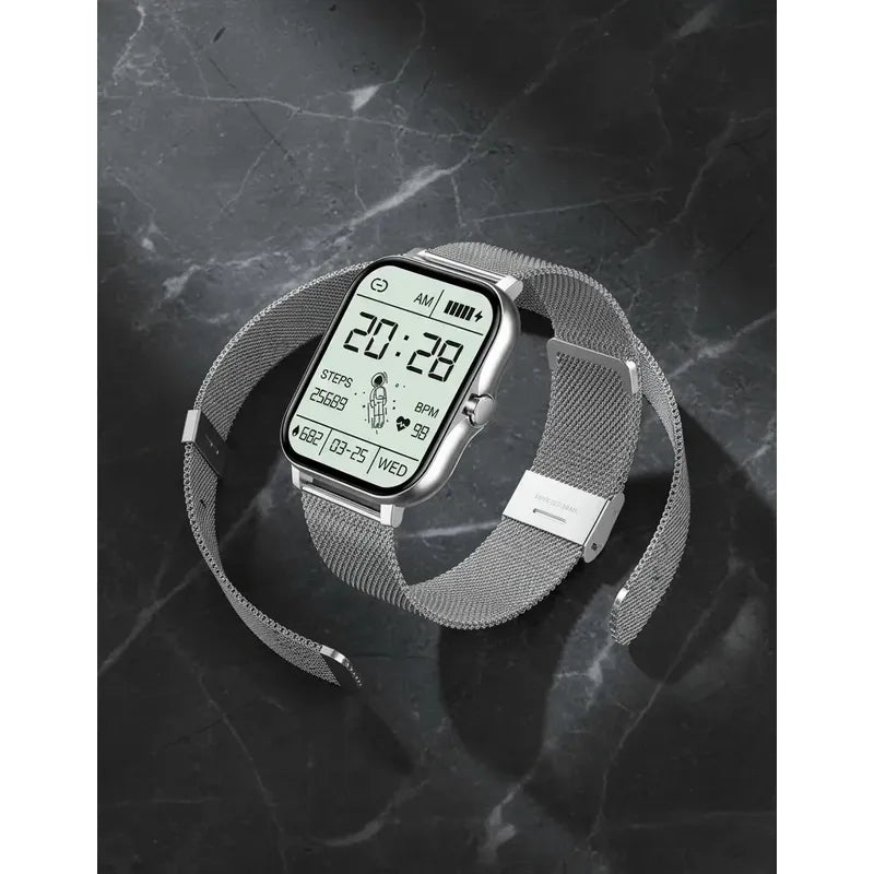 Smart Watch Bluetooth Derwye Plateado Milanés
