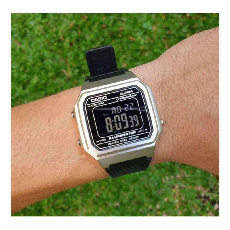Reloj Casio Digital Cuarzo W-217hm, Con Correa Negra Y Resistente Al Agua Negro Plata