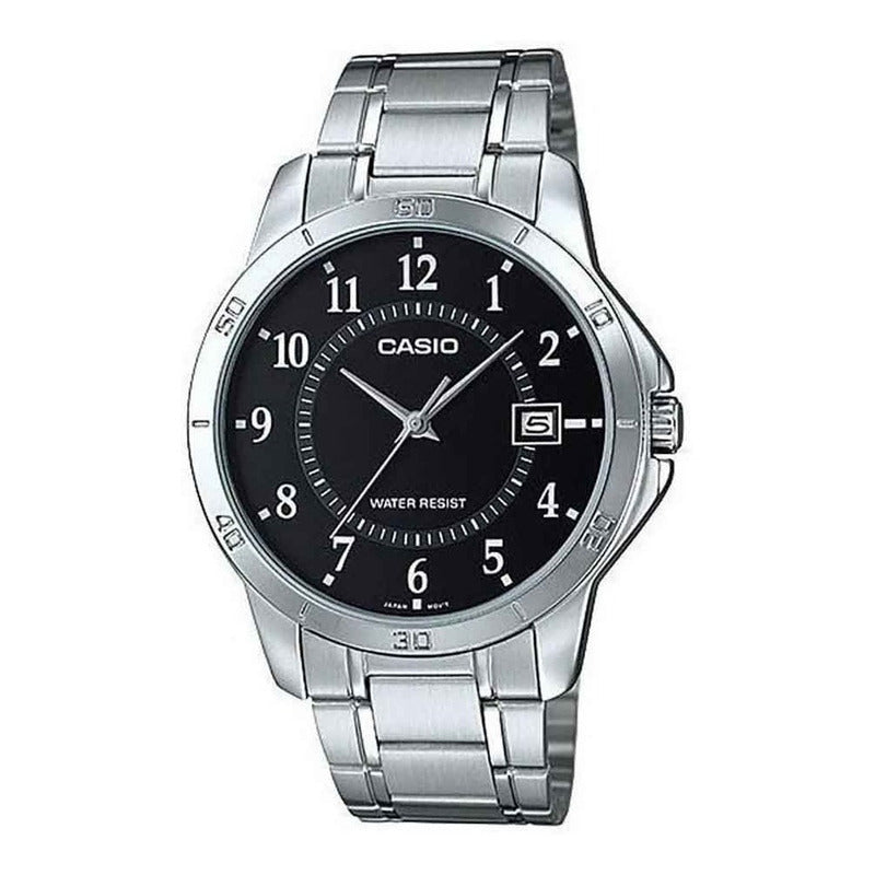 Reloj Pulsera Casio Mtp-v004d-7b Con Correa De Acero Inoxidable Color Plata - Fondo Blanco