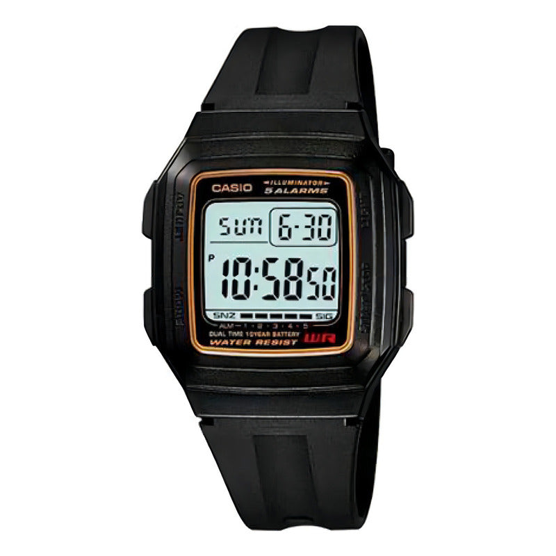 Reloj Casio F-201wa-9a Hombre Vintage Negro Dorado