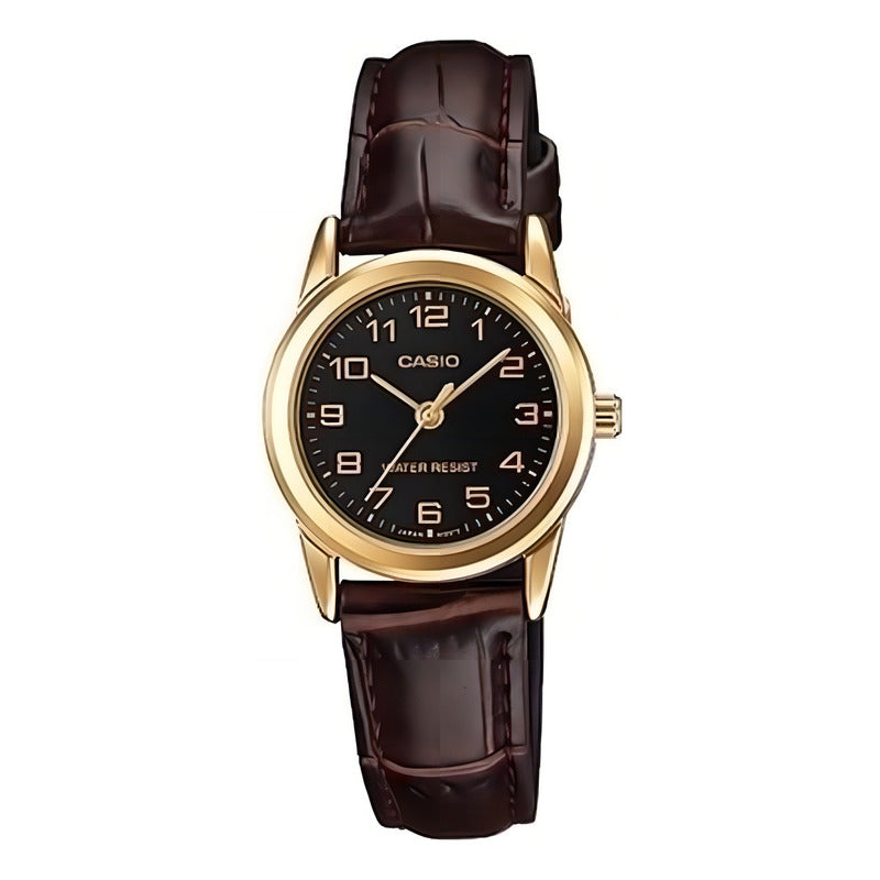 Reloj Mujer Casio Ltp-v001gl-1b Origin Dorado Con Negro Marrón