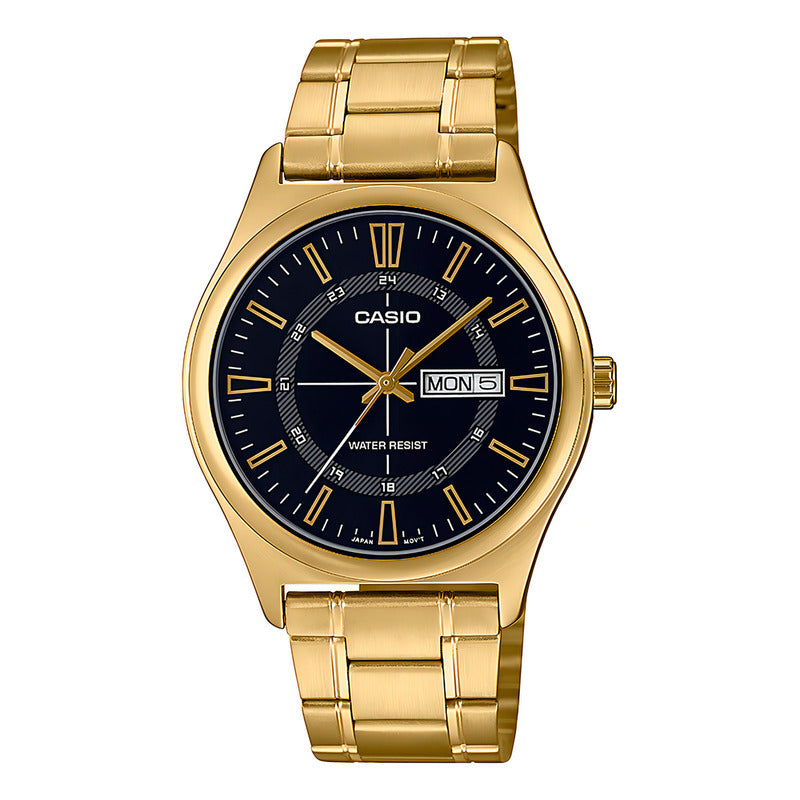 Reloj Hombre Casio Mtp-v006g-1cudf Core Mens Color De La Correa Dorado Color Del Bisel Dorado Color Del Fondo Negro