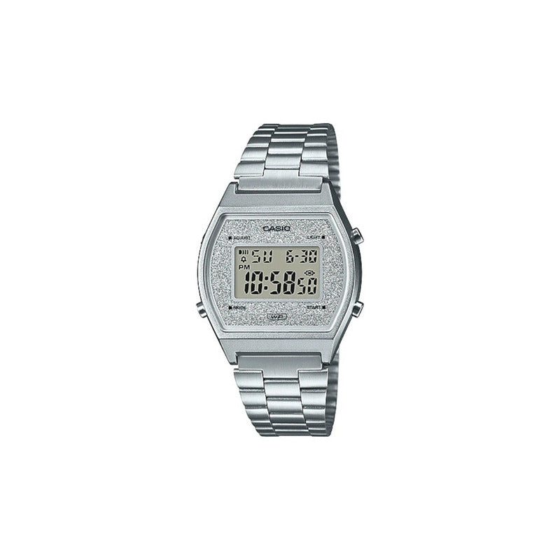 Reloj Casio B640wdg-7df Mujer Vintage 100% Original Color De La Correa Plata Color Del Bisel Plata Color Del Fondo Plata