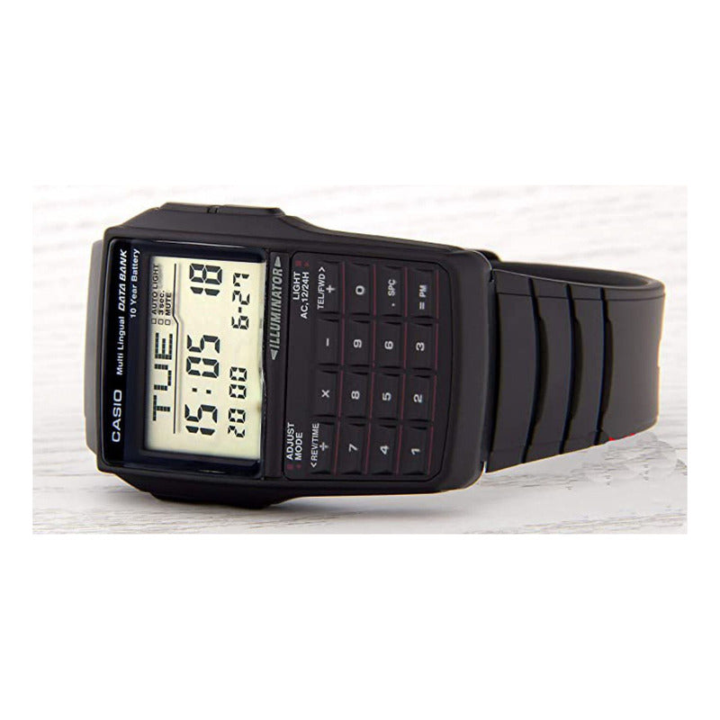 Reloj Calculadora Casio Databank Dbc-32-1a Color De La Correa Negro Color Del Bisel Negro Color Del Fondo Negro