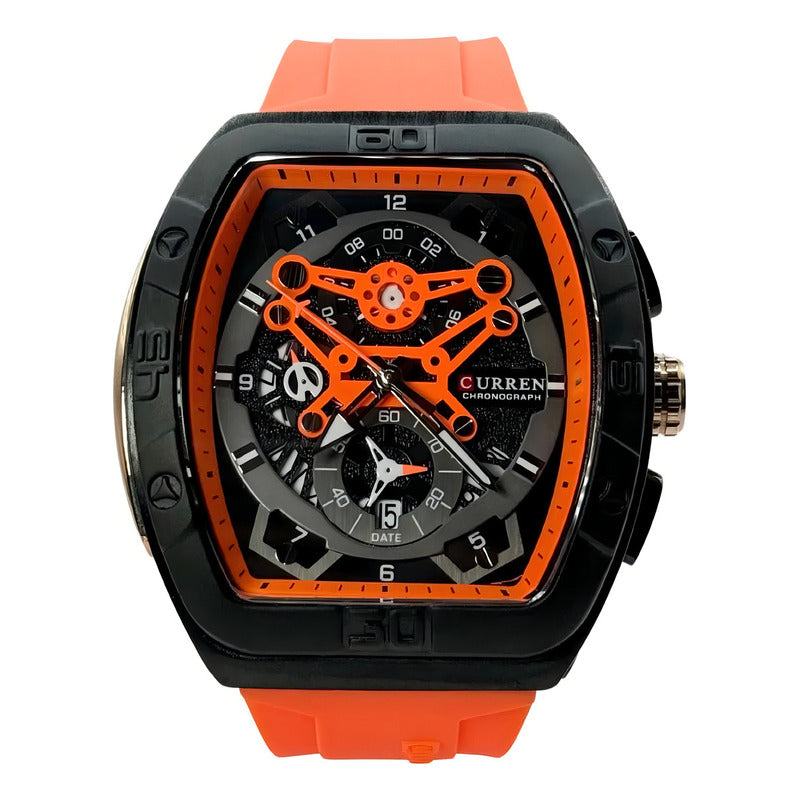 Reloj Para Hombre Curren 8443 Kred8702 Naranja Negro