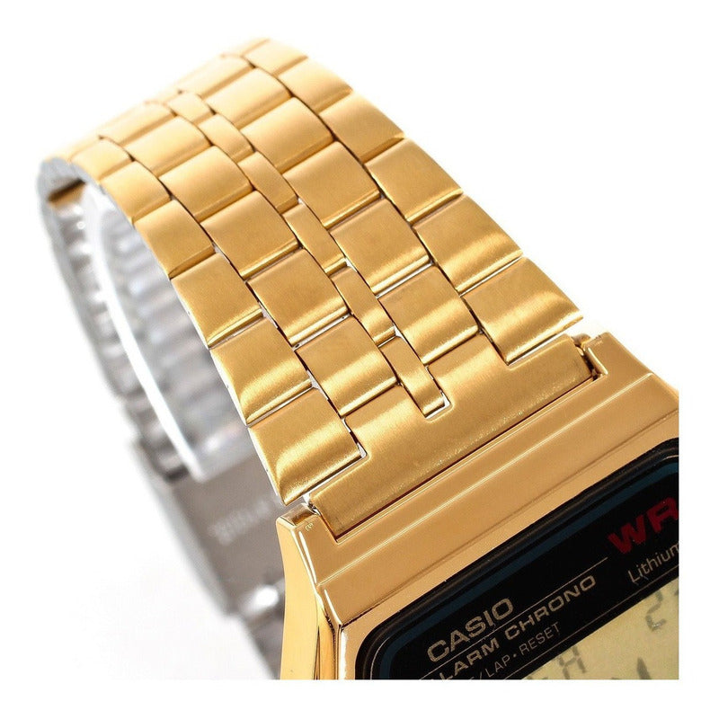 Reloj De Pulsera Casio Vintage A-159wgea-1e Relojesymas Dorado Dorado Negro