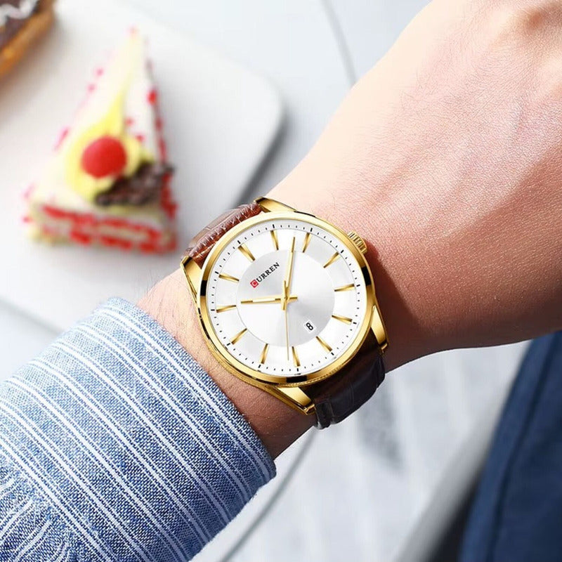 Reloj Para Hombre Curren 8365-4 Krec751802 Café Dorado