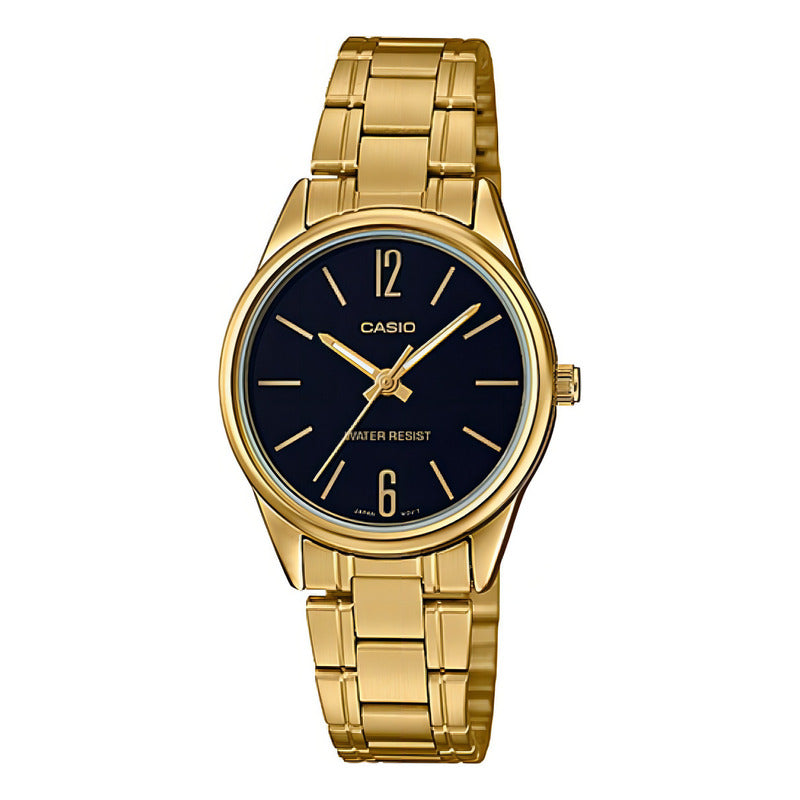 Reloj Casio Ltp-v005g-1b Mujer Dorado Negro