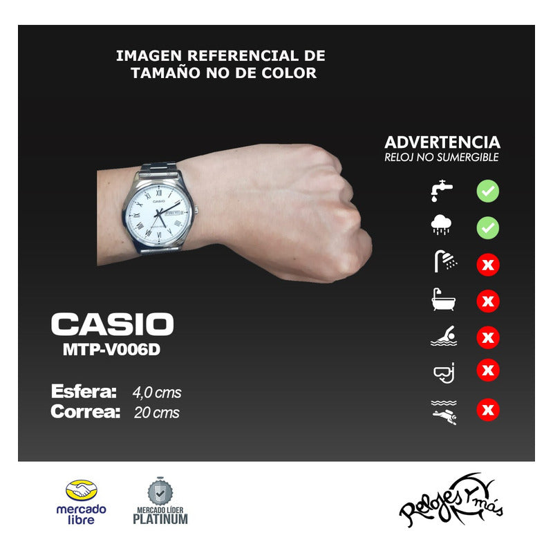 Reloj De Pulsera Casio Mtp-v006d-7b Relojesymas Blanco