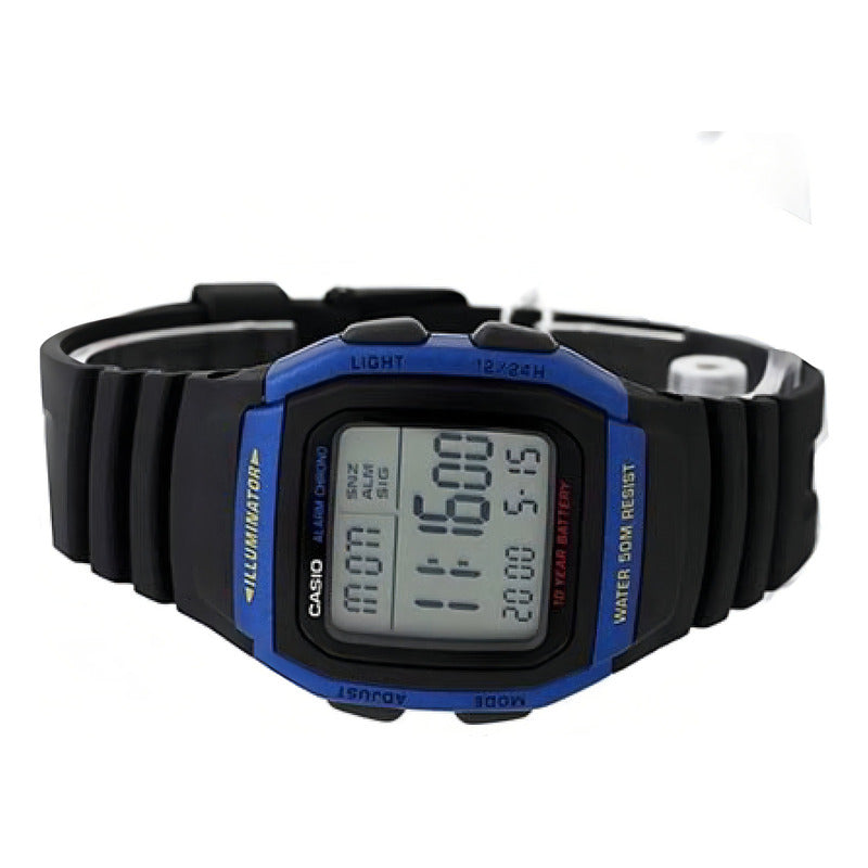 Reloj Casio W-96h-2av Cuarzo Hombre Negro Azul Plateado