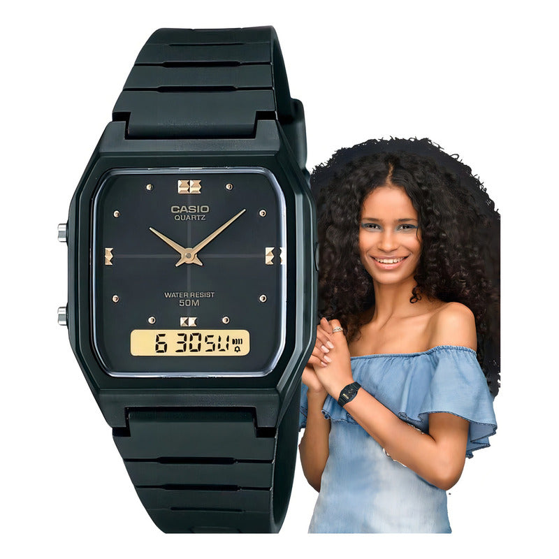 Reloj Casio Vintage Para Mujer Analógico-digital De Cuarzo Negro