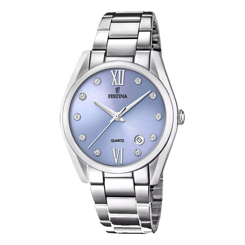 Reloj Festina The Originals F16790/b Mujer Calendario Plateado Celeste