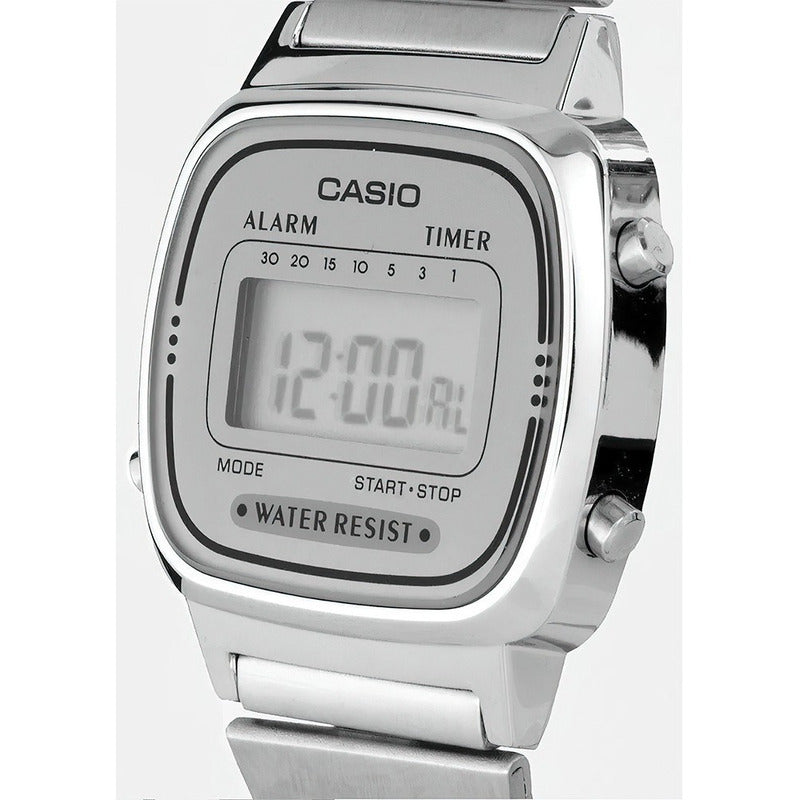 Reloj Casio La-670wa-7d Vintage Original Plata Plateado