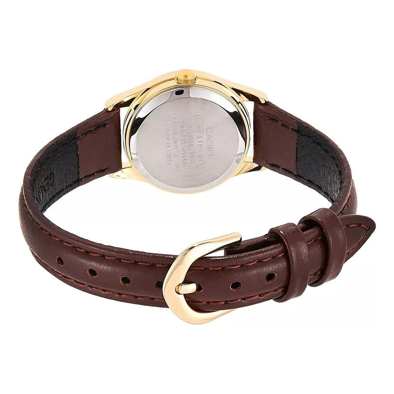 Ltp-1094q-7b4rd - Reloj Casio Pulso Cuero Caja Dorado