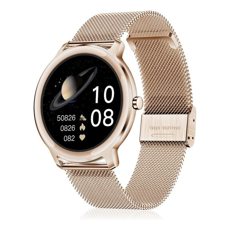 Reloj Smartwatch R18 Metal Bluetooth  Dorado Milanese