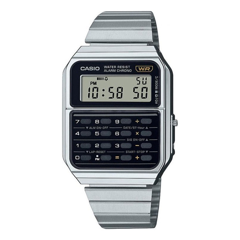 Reloj Calculadora Clasico Casio Ca-500we-1a Original Plateado Negro Gris