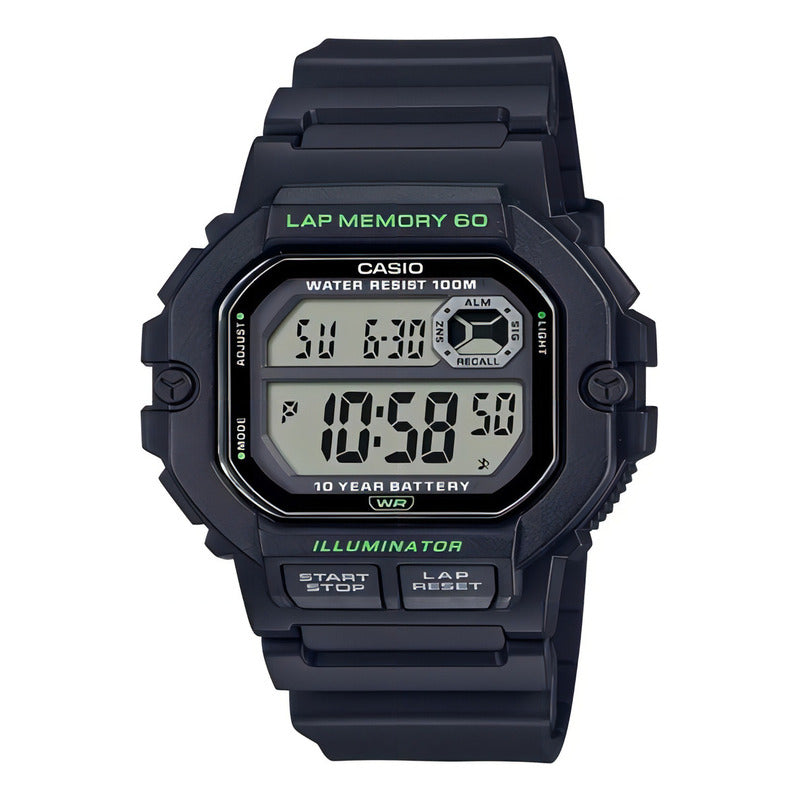Reloj Casio Ws-1400h-1av, 60 Laps De Cronometro, 10 Años Negro Agua