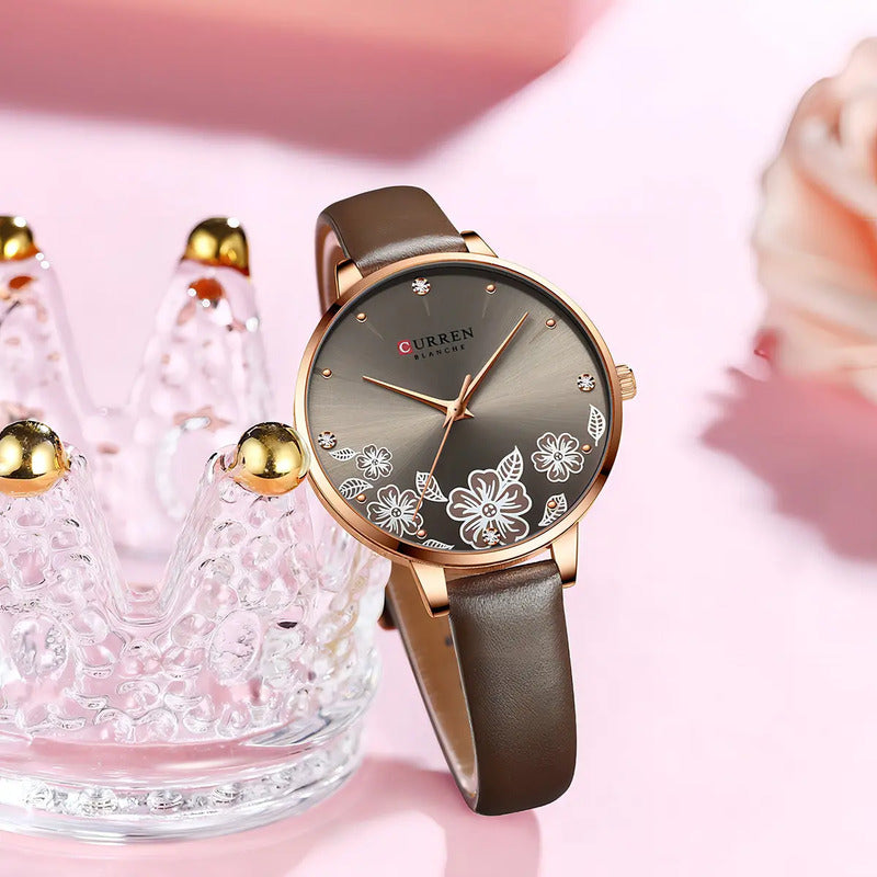 Relojes De Cuarzo Curren Elegant Leather Women 9068 . Correa Marrón